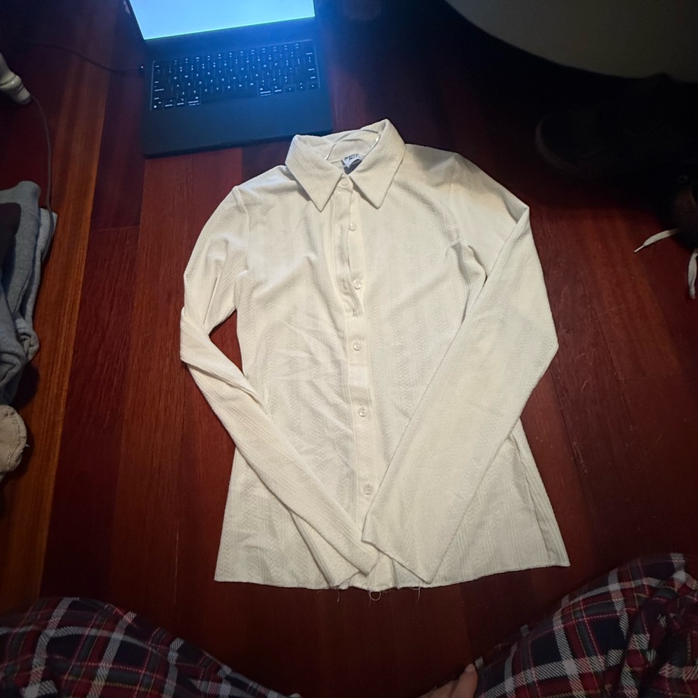 Princess Polly Cream Button-Up Blouse